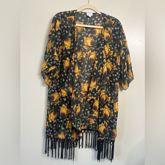 LuLaRoe Fringe Trim Cover Up Kimono Coastal - Picture 1 of 7